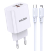 Ładowarka Sieciowa Kakusiga KSC-925 PD 20W 3A+QC3.0 USB2 FAST CHARGING TYP-C / LIGHTNING WHITE