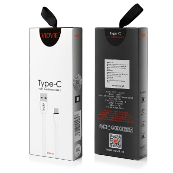 Kabel VIDVIE CB411 USB/Type C 2.1A 1m czarny