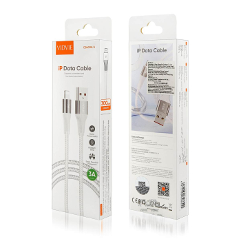 Kabel VIDVIE CB4038 USB/iPhone 3A 3m biały