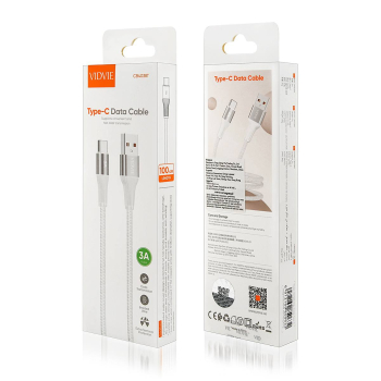 Kabel VIDVIE CB4038 USB/Type-C 3A 1m biały