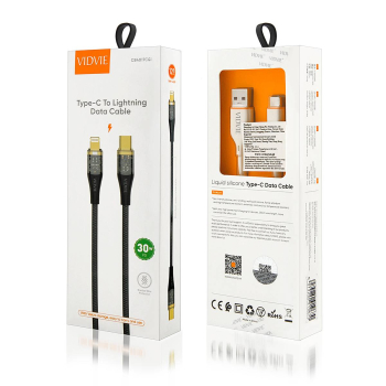 Kabel VIDVIE CB4017 Type C/iPhone 30W 1.2m czarny