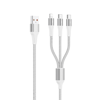 Kabel VIDVIE CB4039 3in1 3A 1.2m biały