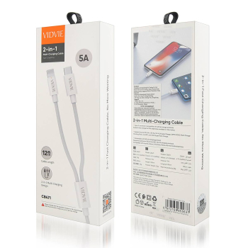Kabel VIDVIE CB471 USB/2w1 5A 1.2m