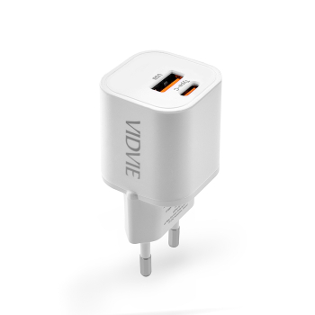 Ładowarka sieciowa VIDVIE PLE255 3A 35W GaN USB+Type-C biała