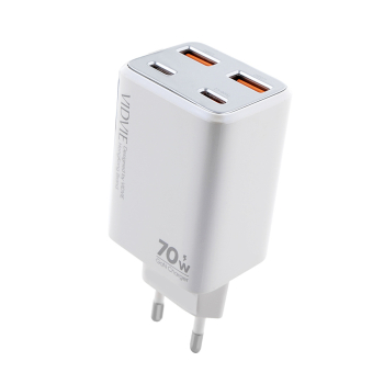 Ładowarka sieciowa VIDVIE PLE222 5A 70W GaN 2xUSB+2xType-C  biała
