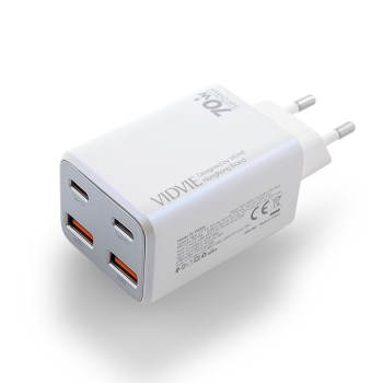 Ładowarka sieciowa VIDVIE PLE222 5A 70W GaN 2xUSB+2xType-C  biała