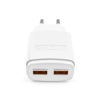 Ładowarka sieciowa VIDVIE PLE245 2.4A 2xUSB+kabel USB/iPhone biała