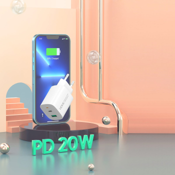 Ładowarka sieciowa VIDVIE PLE248 3A PD 20W USB+Type-C+ kabel Type-C/Type-C biała
