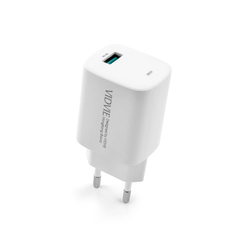 Ładowark sieciowa VIDVIE PLE249 3A QC 3.0 18W USB+kabel USB/iPhone biała