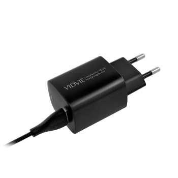 Ładowarka sieciowa VIDVIE PLE249 3A QC 3.0 18W USB+kabel USB/Type-C czarna