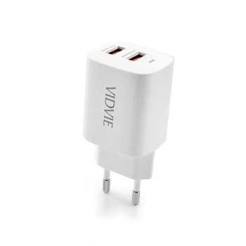 Ładowarka sieciowa VIDVIE PLE250C 2.4A  2xUSB+kabel USB/Type-C biała