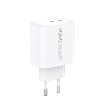 Ładowarka siecioiwa VIDVIE PLE260 3A 33W GaN 2xType-C+ kabel Type-C/Type-C biała