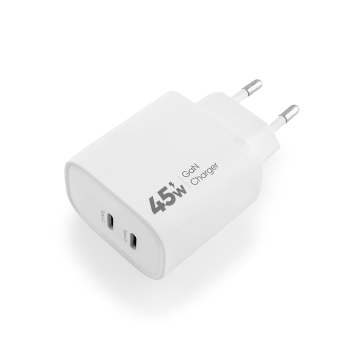 Ładowarka  sieciowa VIDVIE PLE261 3A 45W GaN 2xType-C+ kabel Type-C/iPhone biała
