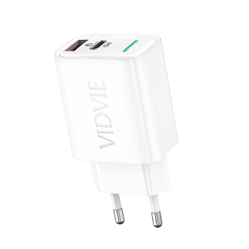 Ładowarka sieciowa VIDVIE PLE269 3A PD 30W 1xUSB+1xType-C biała