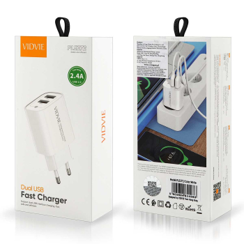 Ładowarka sieciowa VIDVIE PLE272 2.4A 2xUSB biała