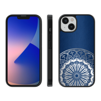 Zappy Engraved Leather - iPhone 12 PRO MAX - Blue and silver mandala