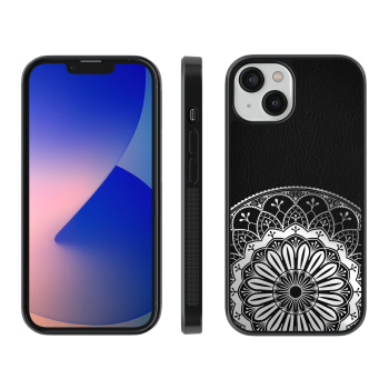 Zappy Engraved Leather - iPhone 12 PRO MAX - Black and silver mandala