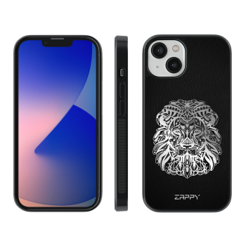 Zappy Engraved Leather - iPhone 12 PRO MAX - Black and silver lion